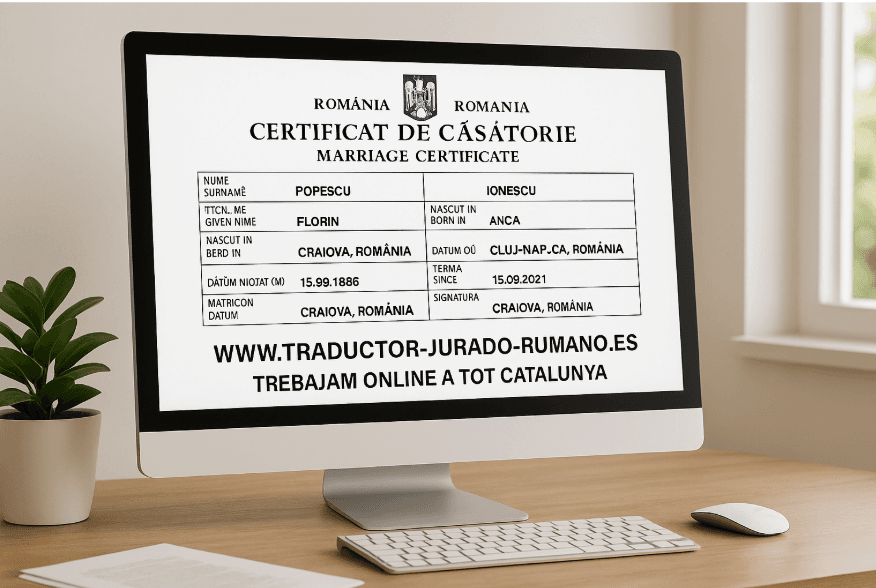 traducción jurada del certificado de matrimonio rumano en Barcelona
