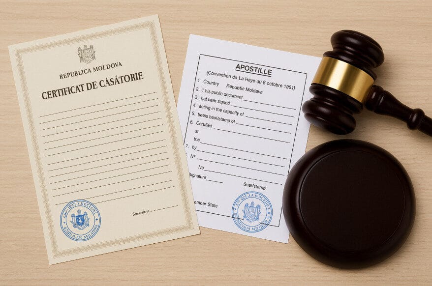 traducción jurada del certificado de matrimonio de Moldavia con apostilla oficial