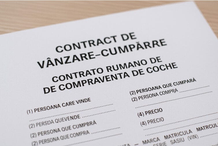 Contrato rumano de compraventa de coche listo para traducir