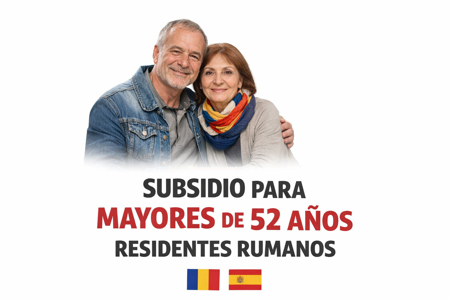Subsidio para mayores de 52 años para residentes rumanos representado por una pareja de personas mayores en España