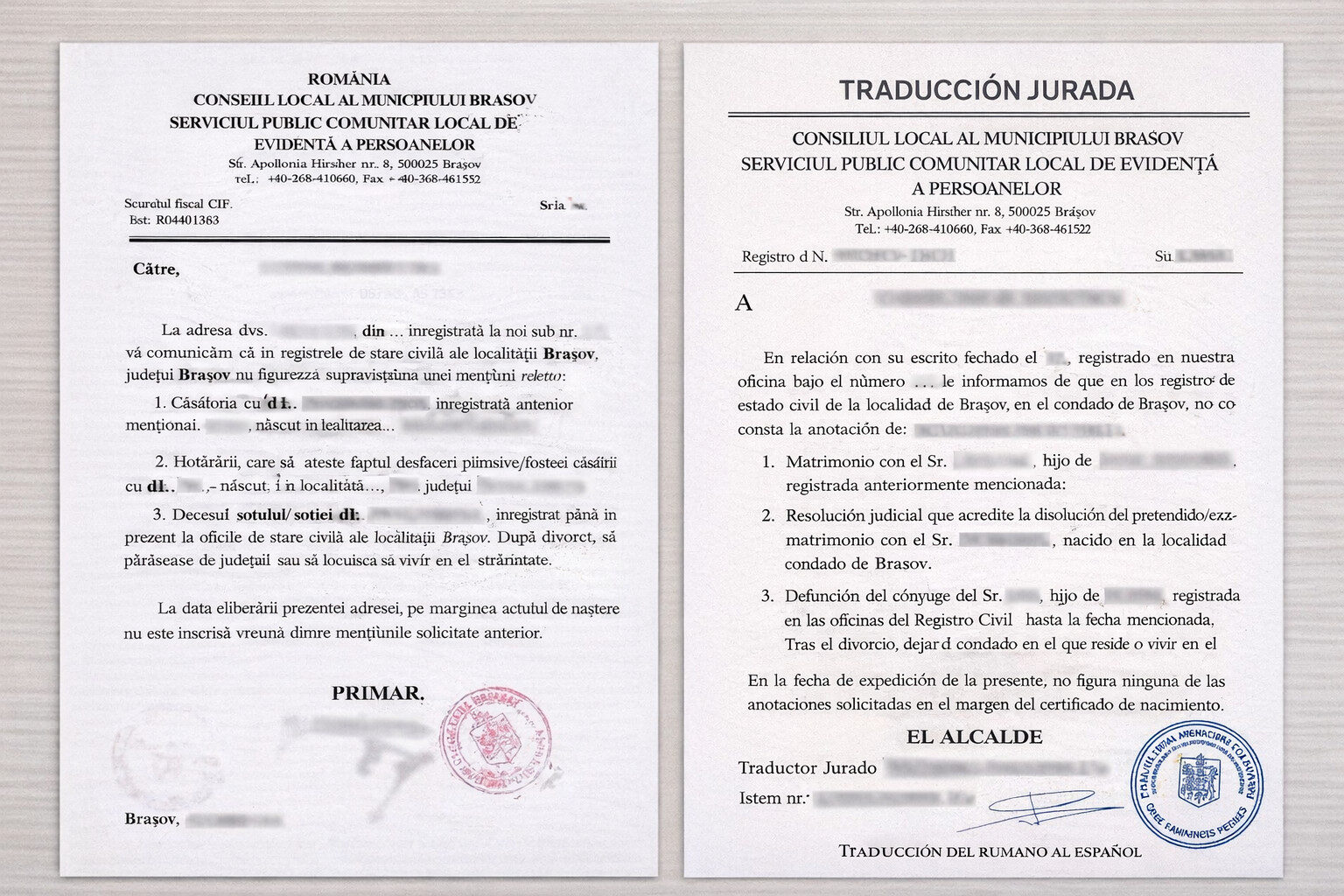 adeverinta de stare civila anexa 18 traducere autorizata romana spaniola exemplu document original si traducere