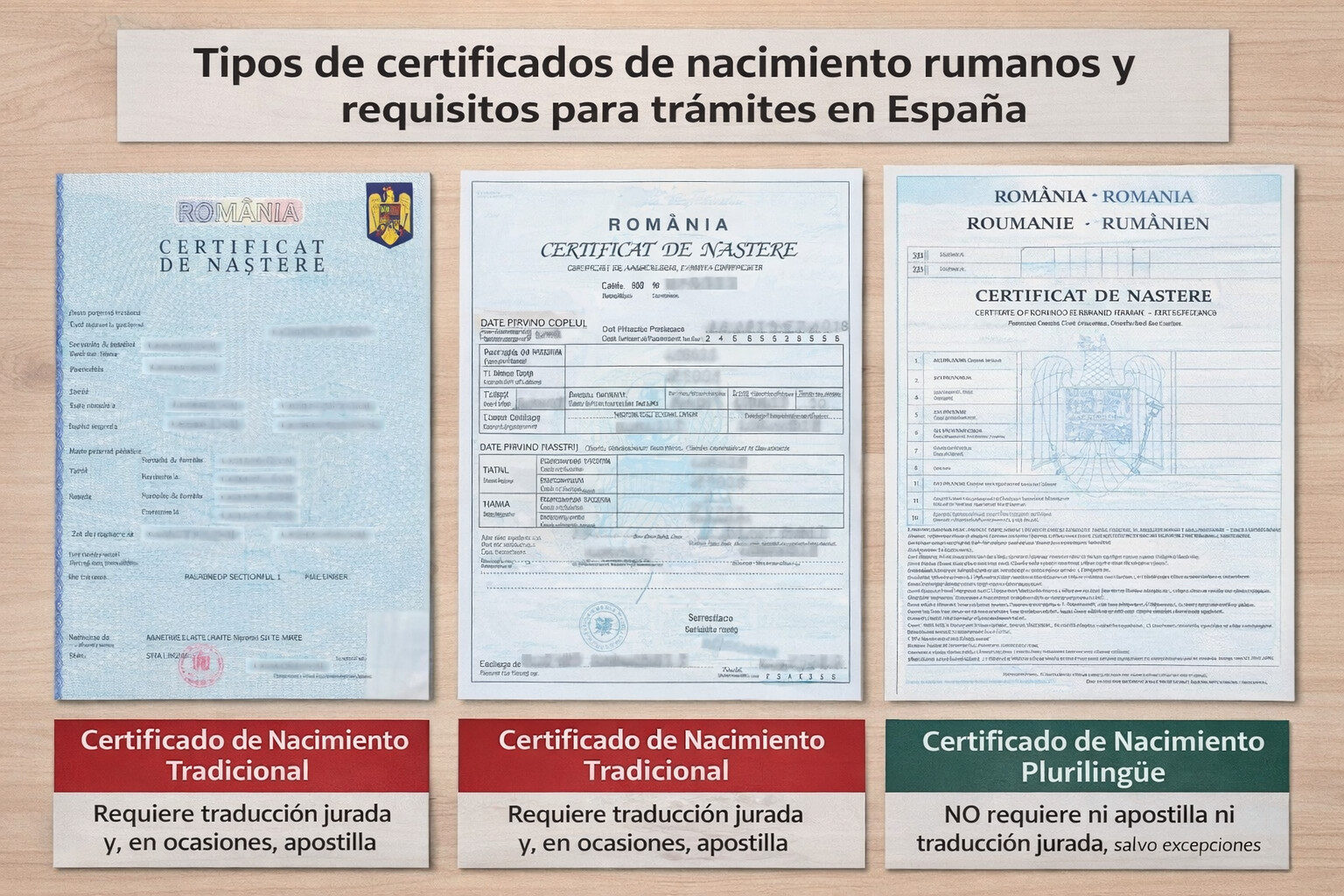 diferencias entre el certificado de nacimiento plurilingüe rumano y el certificado de nacimiento rumano tradicional con ejemplos de certificados azul y plurilingüe