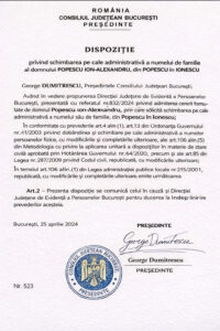 traducerea certificatului de schimbare nume Romania dispozitie schimbare nume